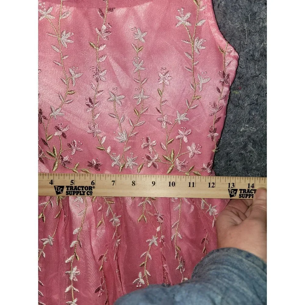 Jona Michelle Girls sleeveless‎ Dress Strawberry Embroidered Size 12